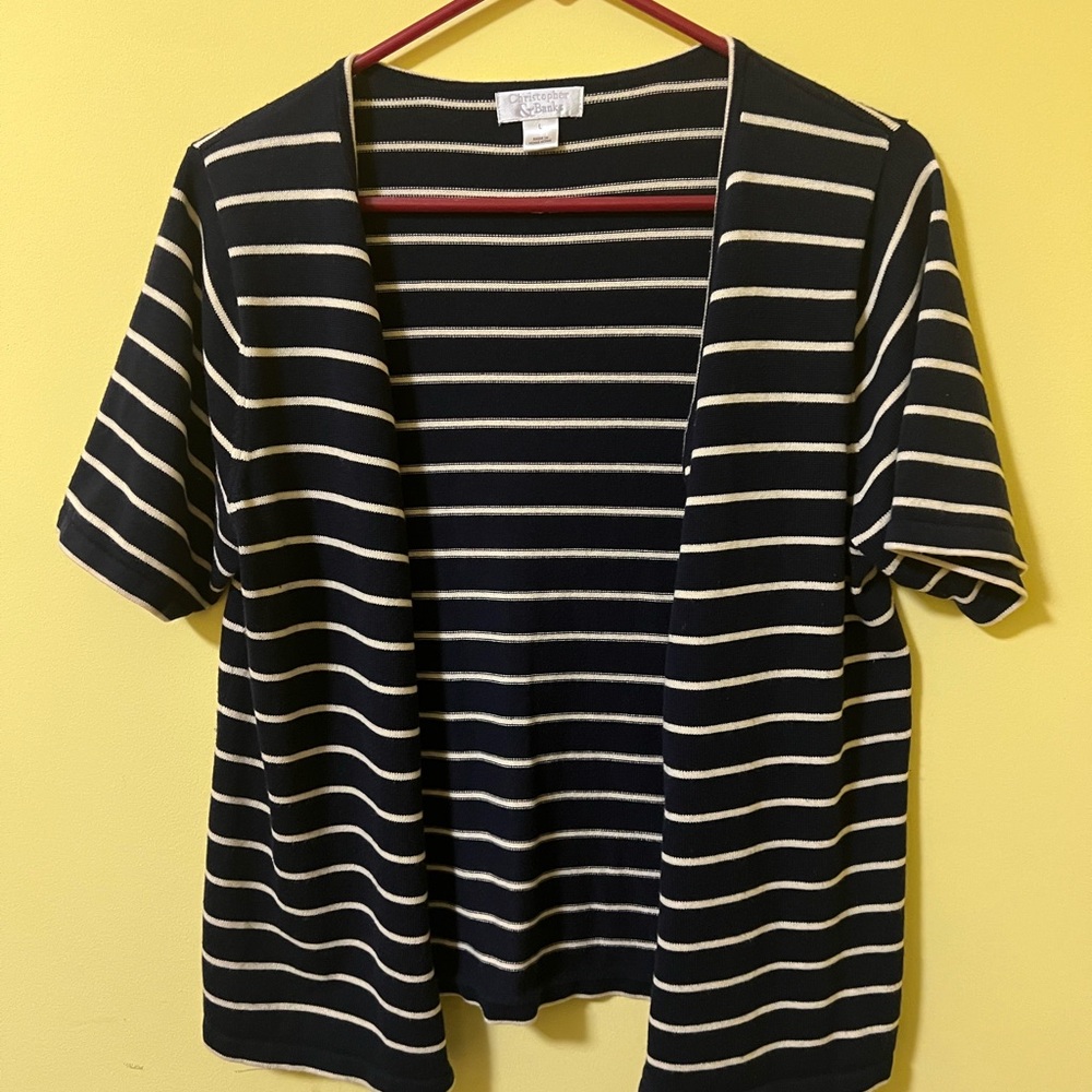 Croft & Barrow Black and Cream Striped Cardigan
